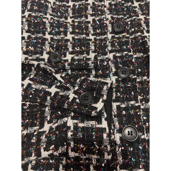 LOFT Shimmer Tweed Crop Jacket & Skirt Size 2 Small 2-Pc Set Black Metallic Suit - Picture 6 of 13